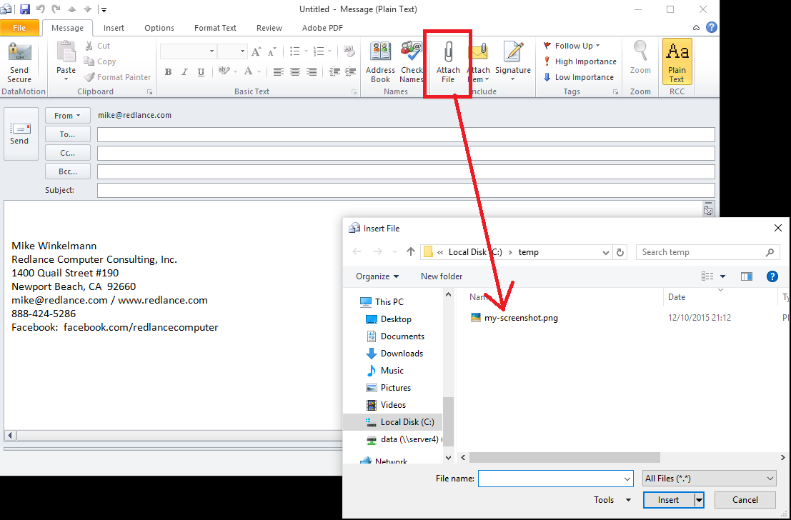 Other bad ways to email screen shots: